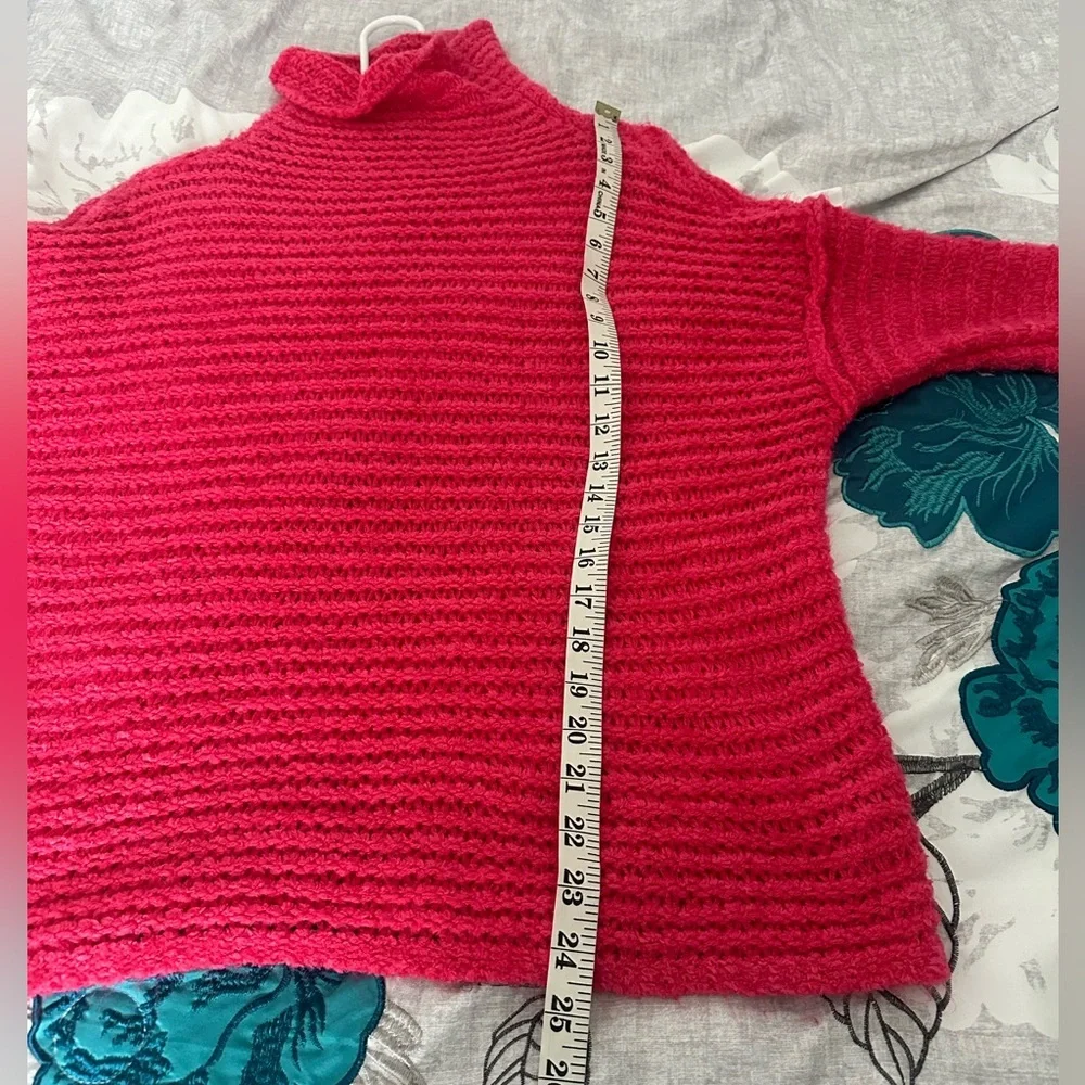 Aerie Turtleneck Loose Fit Sweater Women’s S Neon Pink Knit Pullover